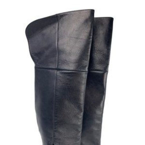 Italian Black Leather Over the Knee Stiletto Boots - Picture 6 of 8